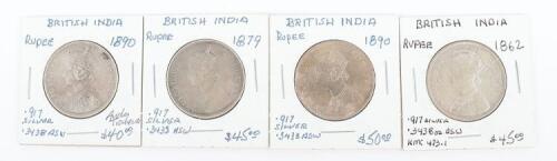 British India, Victoria, One Rupee, 1862, 1879, 1890C and 1890