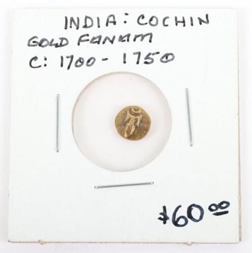 India, Cochin, Gold Fanam, 1700-1750
