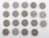 Selection of USA Half Dollars, 1907S, 1908D, 1928S, 1929D, 1933S, 1934D, 1935, 1936D, 1937, 1938, 1939, 1940, 1941D, 1942, 1944, 1945S, 1945, 1946, 1947D