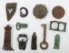 Various 11th Century and later detecting finds, including bronze sword scabbard chape, 11th Century zoomorphic type buckle with stylised dogs