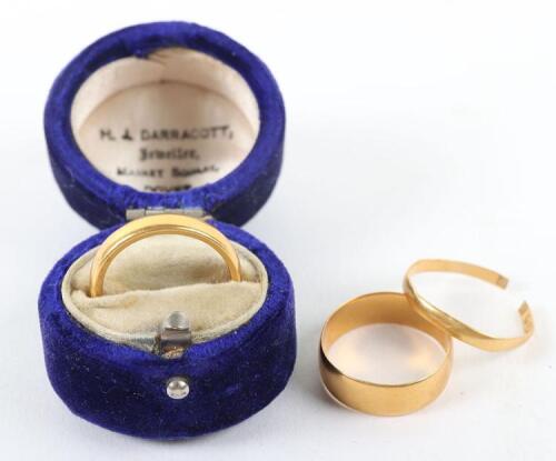 Three 22ct gold wedding rings