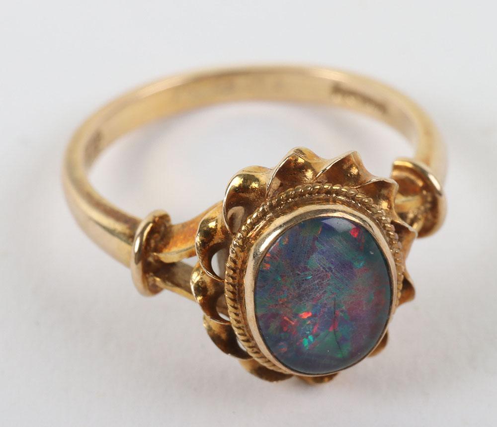 Black Opal ring ,Silver & Copper Ring