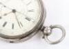 Silver centre seconds chronograph lever pocket watch - 4