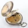 Silver centre seconds chronograph lever pocket watch - 8