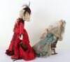 Two character dolls by Rosemary Bradshaw of a Victorian lady in rocking chair with twin babies and a Victorian lady with parasol and stole - 4