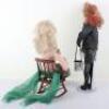 Two character dolls by Rosemary Bradshaw of a punk rock ÔchickÕ and a mermaid seated in wood chair - 3