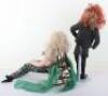 Two character dolls by Rosemary Bradshaw of a punk rock ÔchickÕ and a mermaid seated in wood chair - 4