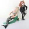 Two character dolls by Rosemary Bradshaw of a punk rock ÔchickÕ and a mermaid seated in wood chair - 5