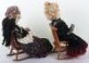 Two character dolls by Rosemary Bradshaw of a ÔCynthia PayneÕ whorehouse madam with Ôluncheon voucherÕ on chair, with a Gypsy fortune teller doll on chair - 3