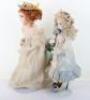 Two character dolls by Rosemary Bradshaw of an Edwardian lady in straw hat, with a Victorian child doll with ÔTeddy BearÕ book in basket - 4