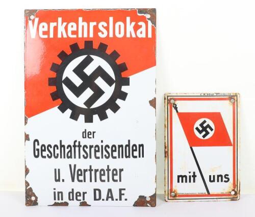 WW2 German NSDAP and DAF Enamel Signs