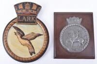 Early HMS Lark Painted Wooden Plaque