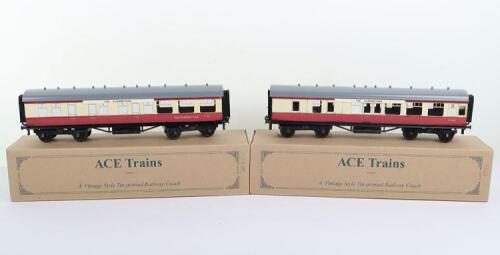 Two boxed BR C/5 0 gauge ACE Trains bogie Passenger coaches,