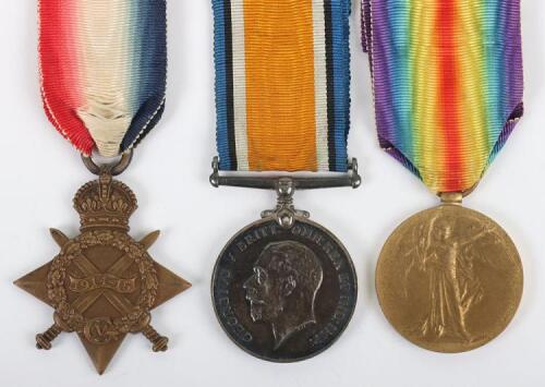 Great War 1914-15 Star Medal Trio to a Private in the East Yorkshire Regiment Who Was Accidently Shot by a Comrade Whilst Cleaning his Rifle