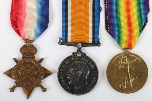 Great War 1914-15 Star Medal Trio to a Private in the 10th Battalion York & Lancaster Regiment Who Was Killed in Action in July 1917