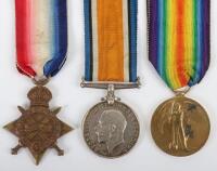 Great War 1914-15 Star Medal Trio to a Time Expired Soldier in the Northumberland Fusiliers Who Re-Enlisted for the Great War Only to be Wounded at Ypres and then Discharged as Unfit for Further Service