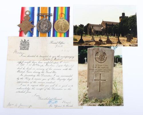 A Poignant Great War 1914-15 Star Medal Trio to a Private in the Durham Light Infantry Who Died of Wounds on Christmas Day 1915