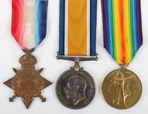 Great War 1914-15 Star Medal Trio to a Lance Corporal in the 7th Battalion Durham Light Infantry Who Died of Wounds in Manor House Hospital, Folkestone in June 1915