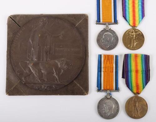 Great War Family Medal Group Awarded to Two Brothers from Fulham, One of Whom Was Killed in Action Serving with the West Riding Regiment in August 1917