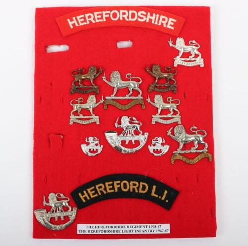 Grouping of Herefordshire Regiment and Herefordshire Light Infantry Badges and Insignia