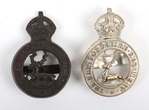 2x Hertfordshire Regiment Officers Cap Badges