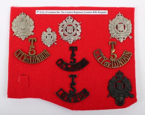 Selection of 5th (City of London) Battalion The London Regiment London Rifle Brigade Badges and Insignia