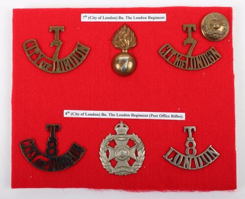 Grouping of 7th and 8th Battalion City of London Regiment Badges