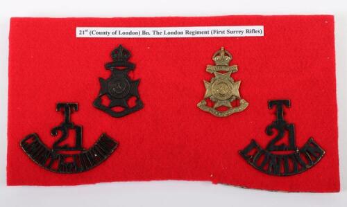 21st (County of London) Battalion ‘First Surrey Rifles’ Badges