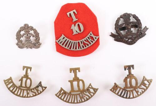 Grouping of 10th Middlesex Badges