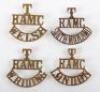 4x WW1 Royal Army Medical Corps Territorial Shoulder Titles