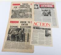 Selection of Post 1950's Union Movement ‘ACTION’ Newspaper Sheets