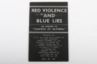 British Union of Fascists (B.U.F) Publication ‘RED VIOLENCE AND BLUE LINES – AN ANSWER TO FASCISTS AT OLYMPIA’