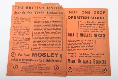 British Union of Fascists (B.U.F) Printed Leaflet ‘NOT ONE DROP OF ...