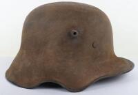 Rare WW1 German M-18 Ear Cut Out Steel Combat Helmet