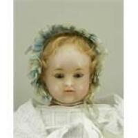 Beautiful early English poured wax shoulder head baby doll, circa 1860,