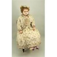 Large early English poured wax shoulder head doll, circa 1860,