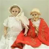 Early English poured wax shoulder head baby doll, circa 1860,