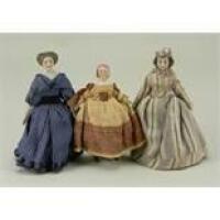 Three early miniature shoulder head dolls, German circa 1850,