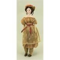 Sweet all original papier-mache shoulder head doll, French circa 1850,
