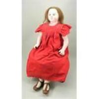 Large early English wax over composition shoulder head doll, circa 1860,