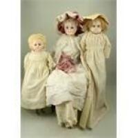 Large German wax over composition shoulder head doll, circa 1860,