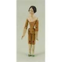 Rare miniature carved wooden doll, German circa 1840,