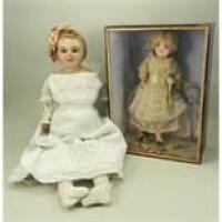 Wax over composition shoulder head doll, English circa 1860,