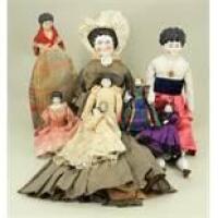 Collection of eight glazed china shoulder head dolls, German circa 1880,