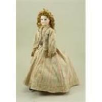 Bisque shoulder head fashion doll, possibly Madame Barrois French circa 1870,