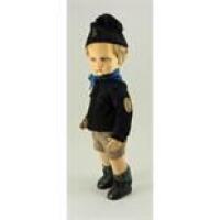 Lenci Fascist Youth movement felt doll with rare pin, series 300, Italian circa 1930,