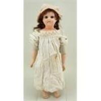 An English bisque shoulder head doll,