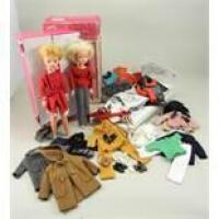 Two Sindy dolls, Sindy wardrobe and outfits,
