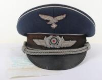 Historically Important Luftwaffe Officers Cap Belonging to Leutnant Rudolf Theopold, Pilot of Heinkel He 111P of 7.Staffel/Kampfgeschwader 55 Shot Down During the Battle of Britain on 16th August 1940