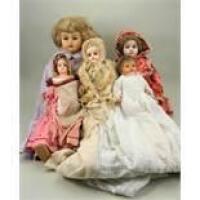 Large Collection of composition shoulder head dolls, German, 1920s-30s,